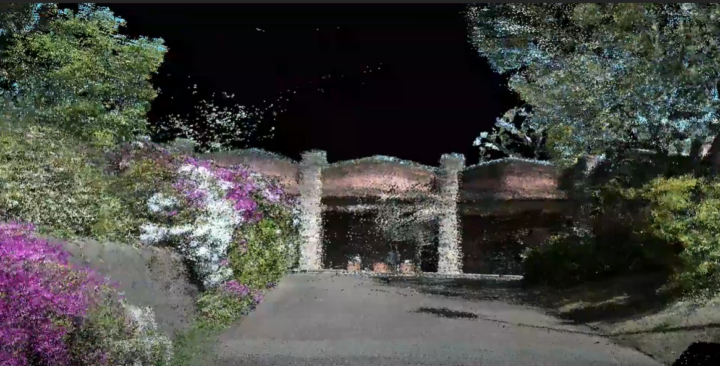 Fly through colored point cloud